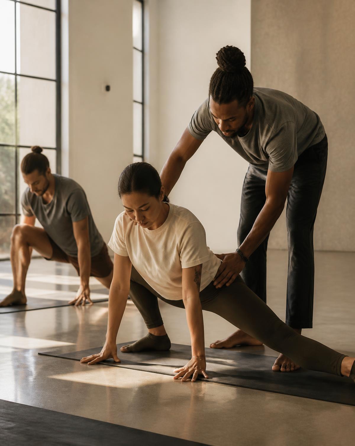 Mobility and stretching session with hands-on coaching