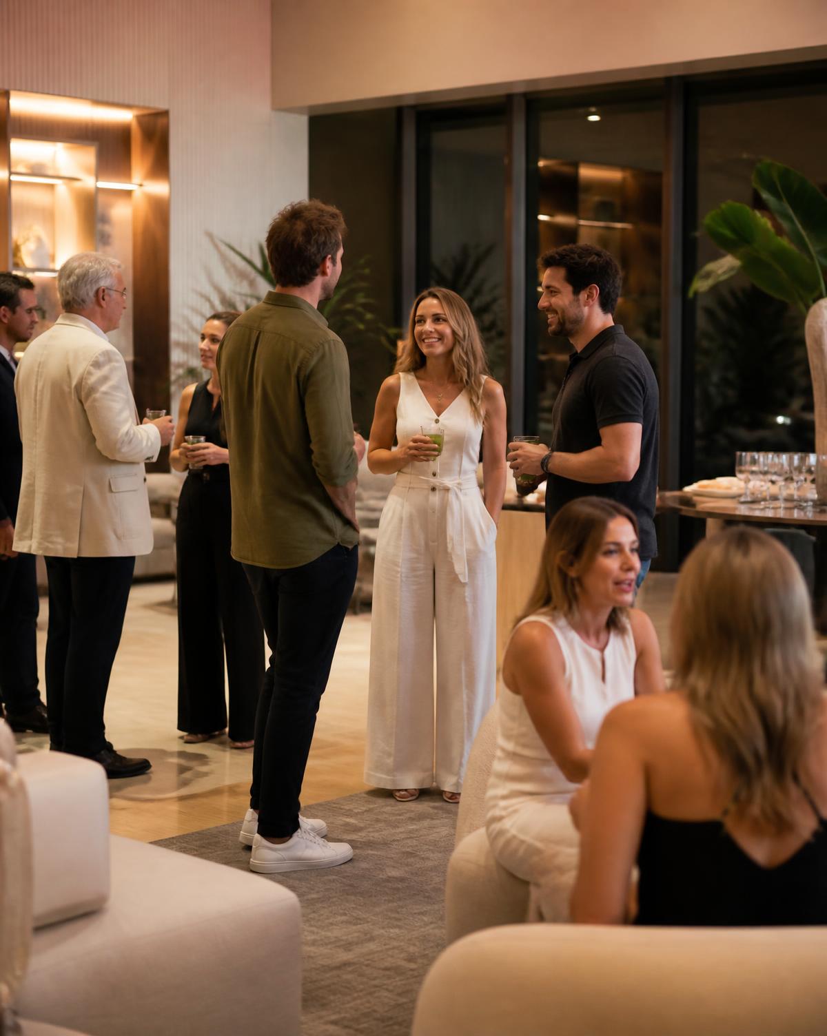 Residents connecting at a community wellness evening